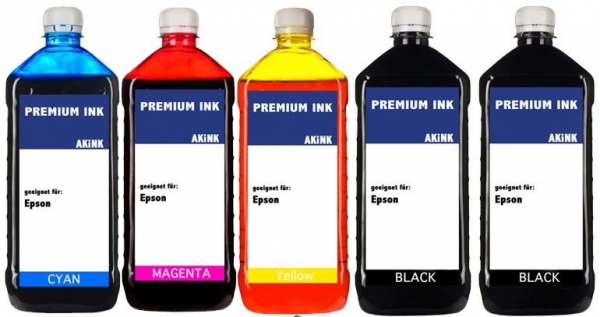 Akink Nachfülltinte für Epson Eco Tank - 5x 200ml